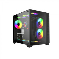 1193 - Gabinete Gamer Forcefield Black Vulcan - Frontal e Lateral em Vidro - PCYES - GFFBVP - 19199