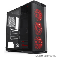 908 Gabinete Gamer Redragon Grimlock, Mid Tower, Vidro Temperado, Black, Sem Fonte, Com 1 Fan, GC-602-1