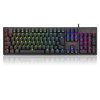 Teclado Mecânico Gamer Redragon Kama Preto RGB Switches Low Profile Blue ABNT2 - 1052