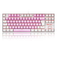 Teclado Mecânico Gamer Single Color Redragon Kumara Rosa E Branco Com Switch Azul - K552PW (PT-BLUE) -1153