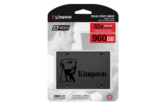 SSD KINGSTON 960GB SA400 SATA3 2,5 7MM LEITURA 500MB/S GRAVACAO 450MB/S - SA400S37/960G - 1734